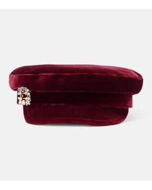 Roger Vivier Schiebermuetze Baker Boy Aus Samt - Rot