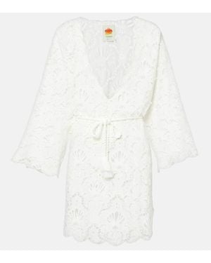 FARM Rio Seashell Broderie Anglaise Cotton Beach Dress - White
