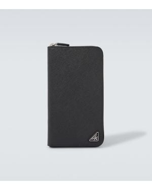 Prada Logo Saffiano Leather Wallet - Black