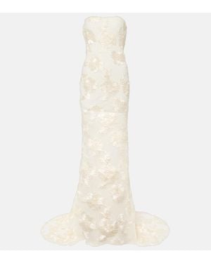 ROTATE BIRGER CHRISTENSEN Bridal Alberty Floral-Applique Mesh Gown - White