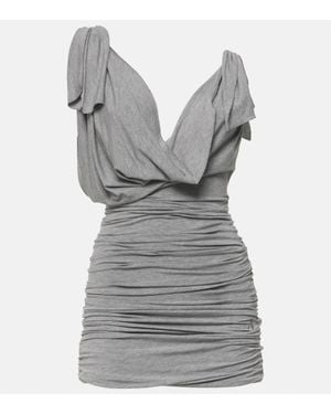 The Attico Draped Jersey Minidress - Grey