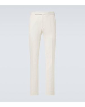 Ralph Lauren Gregory Cotton And Linen Suit Trousers - White