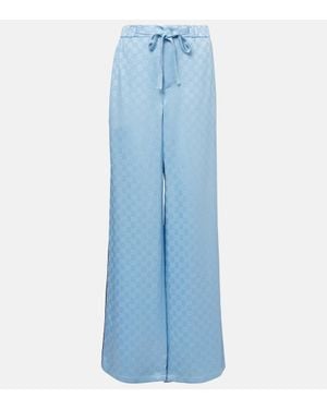 Gucci Gg Satin Wide-Leg Pants - Blue