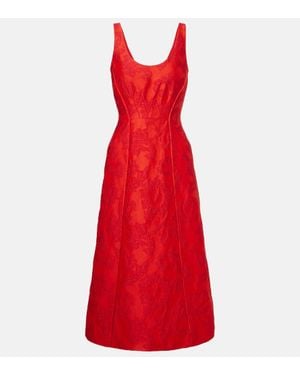 Emilia Wickstead Labrina Jacquard Boucle Midi Dress - Red