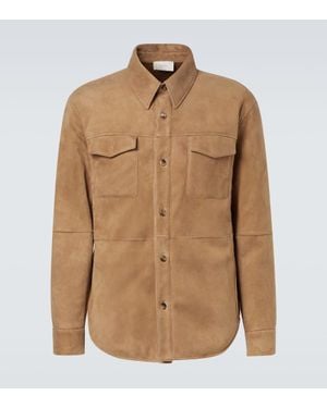 The Row Bento Shearling-Lined Suede Jacket - Brown