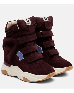 Isabel Marant Balskee Suede High-Top Platform Sneakers - Red