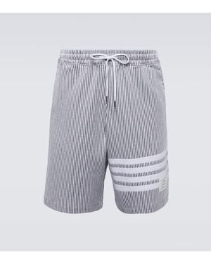 Thom Browne Shorts 4-Bar Aus Seersucker - Blau