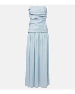 Faithfull the Brand Hedy Strapless Linen Maxi Dress - Blue