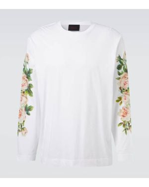 Simone Rocha Longsleeve Rose Bouquet Aus Baumwoll-Jersey - Weiß