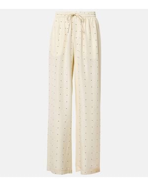 Rohe Polka-dot Silk Wide-leg Trousers - Natural