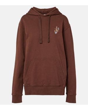 JW Anderson Printed Embroidered Cotton Jersey Hoodie - Brown