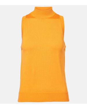 Carolina Herrera Knitted Silk And Cotton Turtleneck Top - Yellow