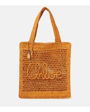 Chloé Summer Banana Raffia Tote Bag - Brown