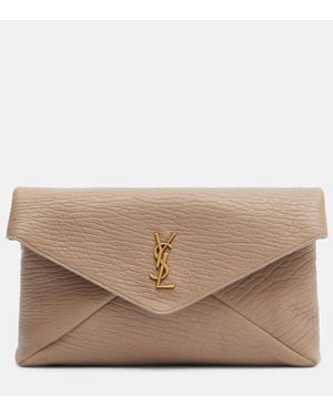 Saint Laurent Clutch Cassandre Large De Piel - Neutro