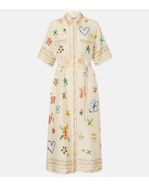 ALÉMAIS Hemdblusenkleid Sidi Aus Einem Leinengemisch - Mettallic