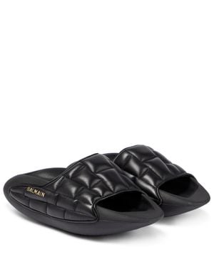 Balmain Pantoletten B-IT aus Leder - Schwarz