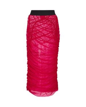 Dries Van Noten Gonna midi in mesh - Rosso