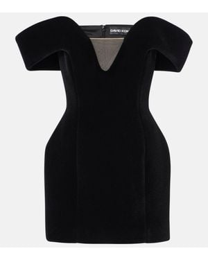 David Koma Off-Shoulder Velvet Corset Dress - Black