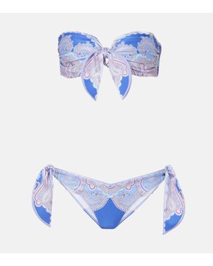 Zimmermann Maxine Scarf Tie Paisley Bikini - Blue