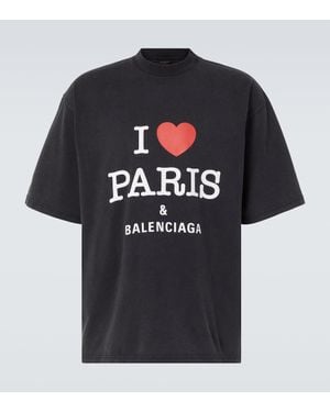 Balenciaga T-Shirt I Love Paris Aus Baumwolle - Schwarz