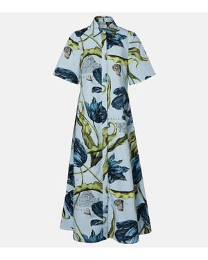 Erdem Floral Cotton Midi Dress - Blue