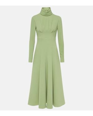 Emilia Wickstead Oakley Pleated Crepe Midi Dress - Green