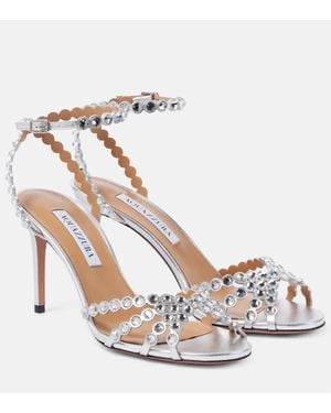 Aquazzura Studio Sandals With Crystals - Metallic