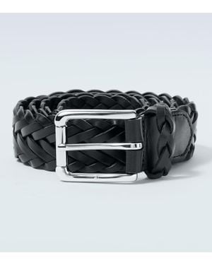 Ralph Lauren Ceinture En Cuir Tresse - Noir