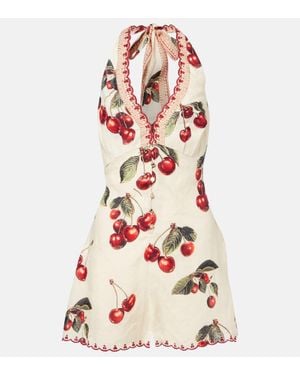 CAMILLA Notes From The Road Printed Linen Romper - Natural