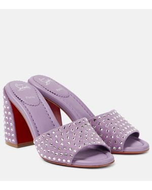 Christian Louboutin Pantoletten Jane Aus Veloursleder Mit Kristallen - Lila