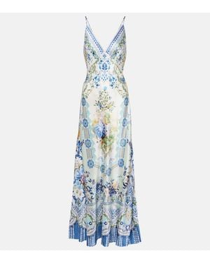 CAMILLA Slipdress My Homespun Heart Aus Seide - Blau