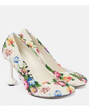 Loewe Toy Beaded Canvas Court Shoes - Metallic