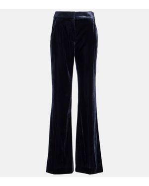 Veronica Beard Lebone Wide-Leg Velvet Trousers - Blue