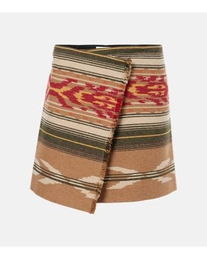 Isabel Marant Adelaide Fringed Wool-Blend Miniskirt - Brown