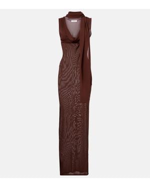 AYA MUSE Scarf-Detail Draped Maxi Dress - Purple