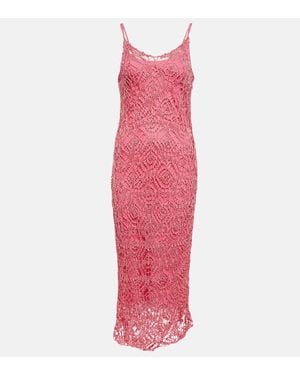 Tom Ford Midikleid Aus Haekelstrick - Pink