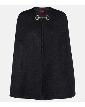 Gucci Cape Caban Horsebit En Laine - Noir