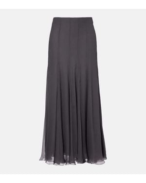 Chloé Panelled High-Rise Silk Muslin Maxi Skirt - Grey