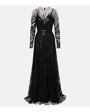 Elie Saab Robe Mit Pailletten - Schwarz