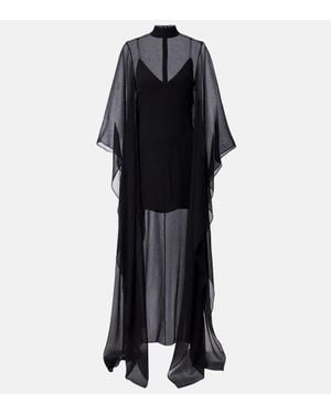 ‎Taller Marmo Lanzarote Garden Crepe Chiffon Kaftan - Black