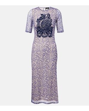 Etro Bedrucktes Midikleid Aus Mesh - Lila