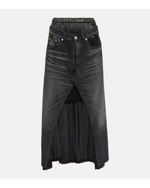 Junya Watanabe X Levi'S Layered Denim Midi Skirt - Black