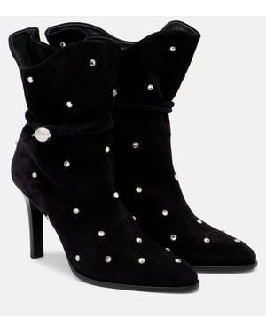 Isabel Marant Verzierte Ankle Boots Lolya 90 Aus Veloursleder - Schwarz