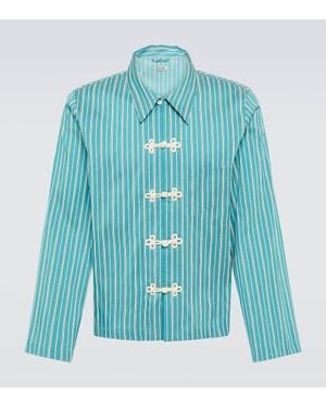 Bode Shore Stripe Cotton-Blend Shirt - Blue