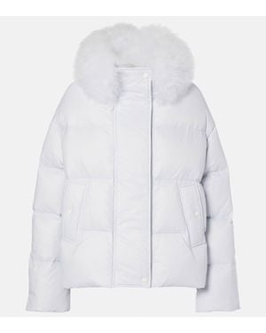 Yves Salomon Shearling-Trimmed Down Jacket - White