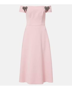 Carolina Herrera Abito Midi Off-Shoulder - Rosa