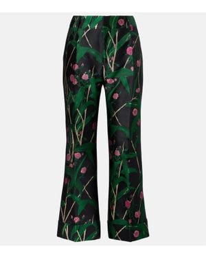 La DoubleJ High-Rise-Schlaghose Hendrix Aus Jacquard - Grün