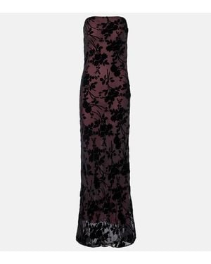 Rodarte Floral Devore Velvet Gown - Black