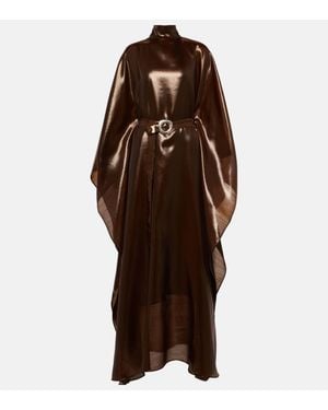 ‎Taller Marmo Cigar Belted Wool-Blend Kaftan - Brown