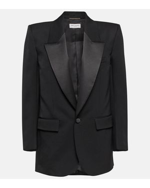 Saint Laurent Single-Breasted Wool Blazer - Black